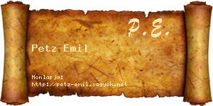 Petz Emil névjegykártya